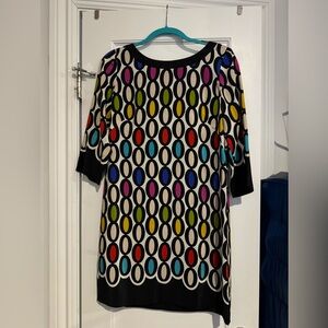 Trina Turk silk multicolored long sleeved mini dress, size 8